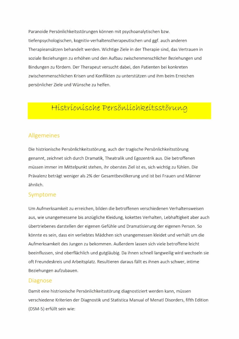 Bei einer Persönlichkeitsstörung handelt es sich im Allgemeinen um stabile denk und Handels
Muster die so extrem ausgeprägt sind, dass sie d