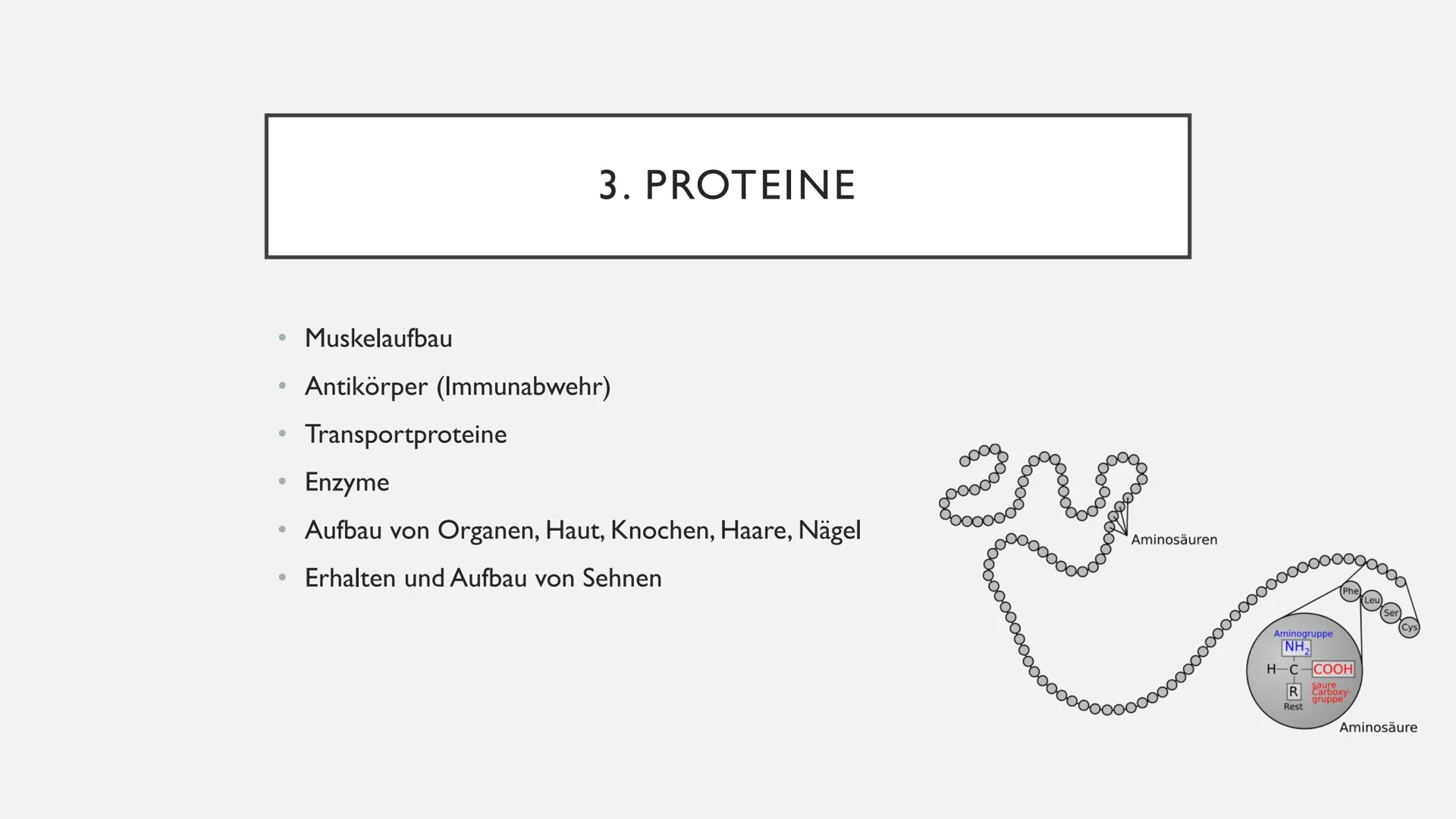 AMINOSÄUREN INHALTSVERZEICHNIS
I. allgemeine Informationen
2. Alpha-Aminosäuren
3. Proteine
4. Grundstruktur von Aminosäuren
5.
Eigenschafte