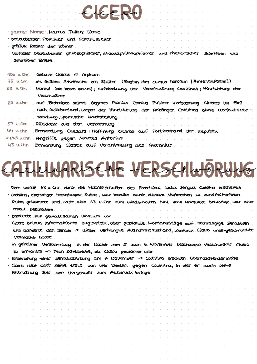 ganzer Name: Marcus Tullius Cicero
• bedeutender. Politiker und Schriftsteller.
größter Redner der Römer
• Verfasser bedeutender philosophis