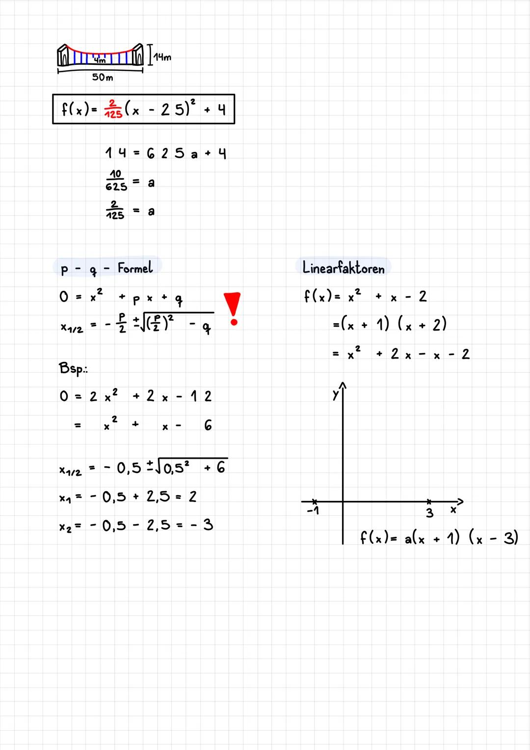 # MATHE

Quadratische Funktionen
f(x)= a(x - d)² + e

Streckfaktor Verschiebung Verschiebung
x-Achse y-Achse

f(x)= a x² + bx + c

> Normalf