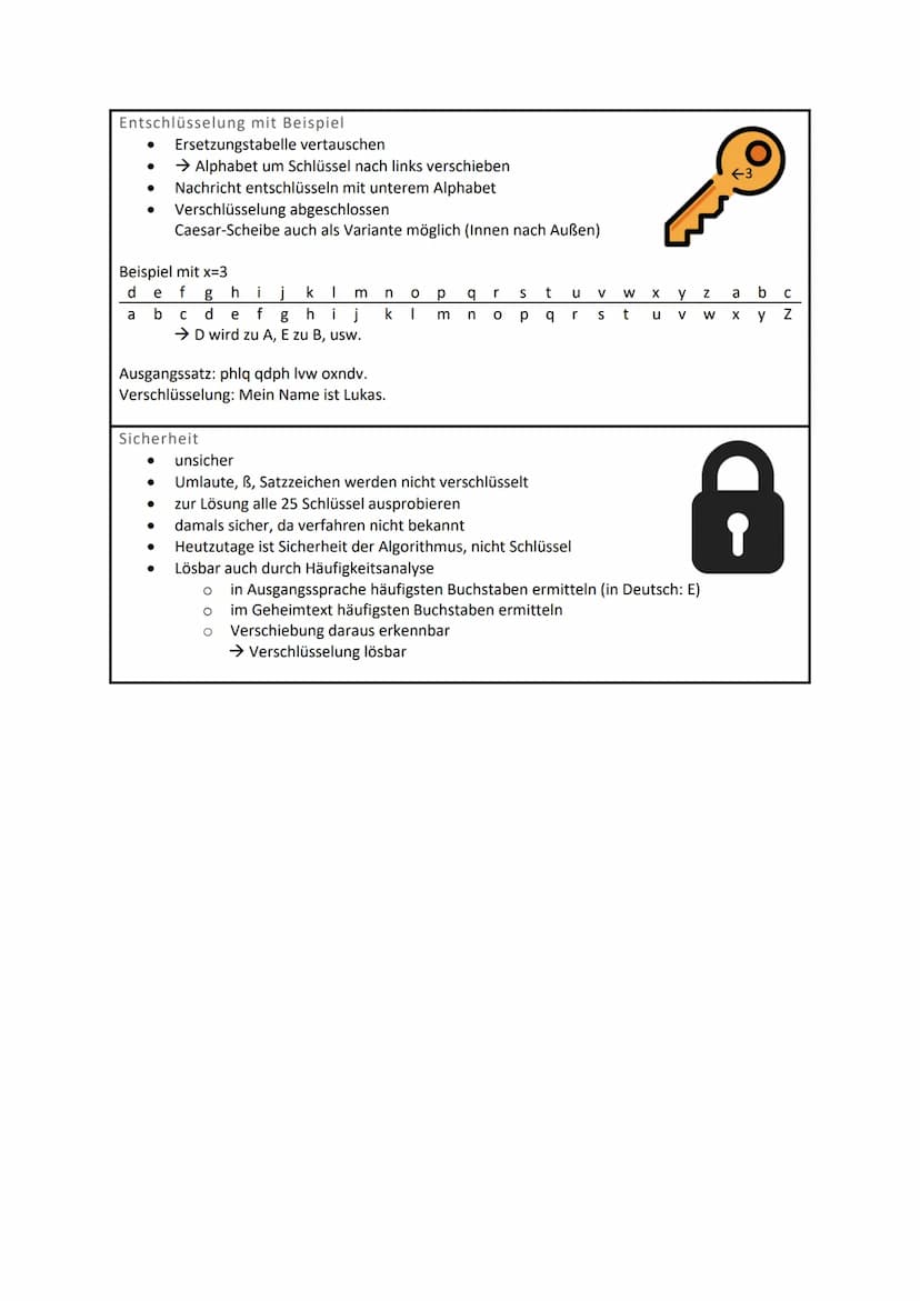 Erklärung
●
●
Mathematische Berechnung
●
●
●
●
Entstehung
DIE CAESAR-VERSCHLÜSSELUNG
auch caesar cipher genannt
Monoalphabetische Situation 