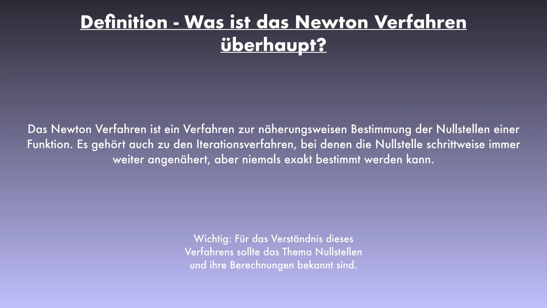 Das Newton Verfahren
Lara Definition
Erklärung
→
-
Grundlagen
Iterationsverfahren Definition
Konvergenz
Konvergenz Definition
→ Problem
Herl