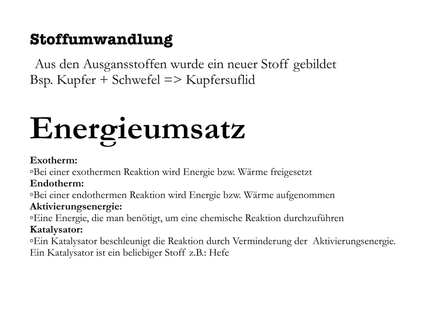 CHEMISCHE REAKTION Was ist eine chemische Reaktion?
oEigenschaften einer chemischer Reaktion
oStoffumwandlung
oEnergieumsatz
oGesetz der Erh