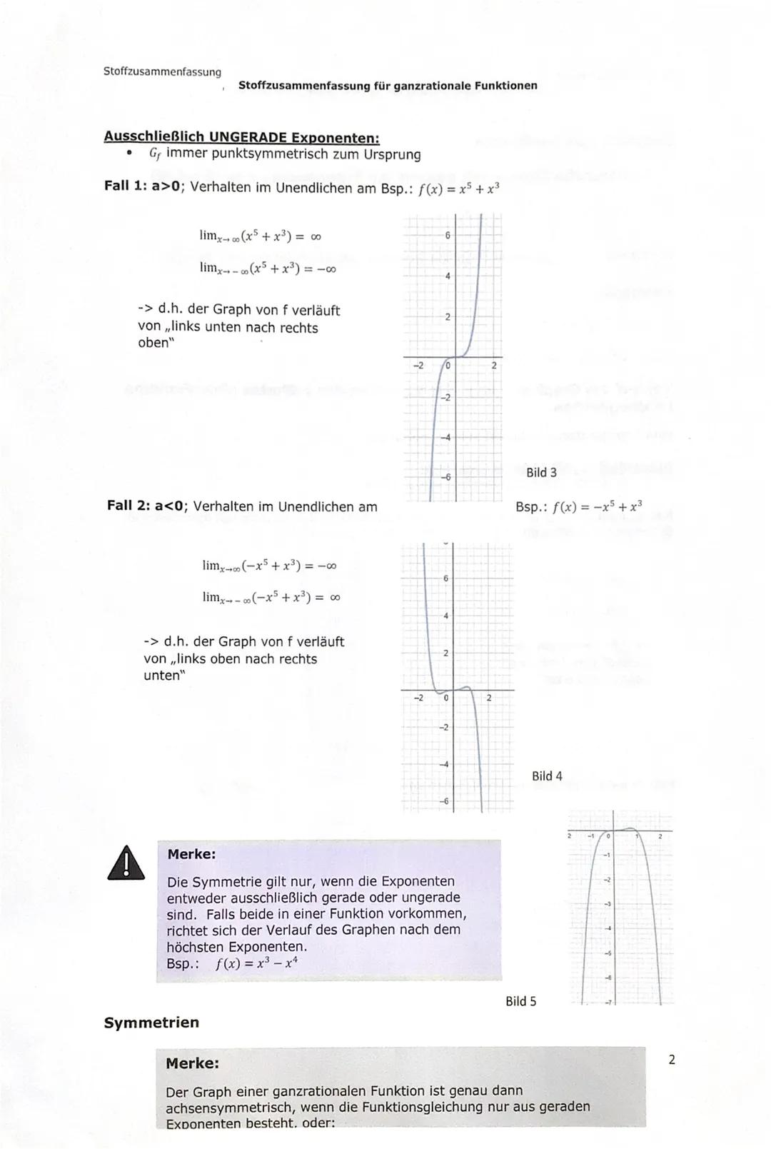 Stoffzusammenfassung
Stoffzusammenfassung für ganzrationale Funktionen

Ganzrationale Funktionen

1. Potenzfunktionen mit natürlichen Expone