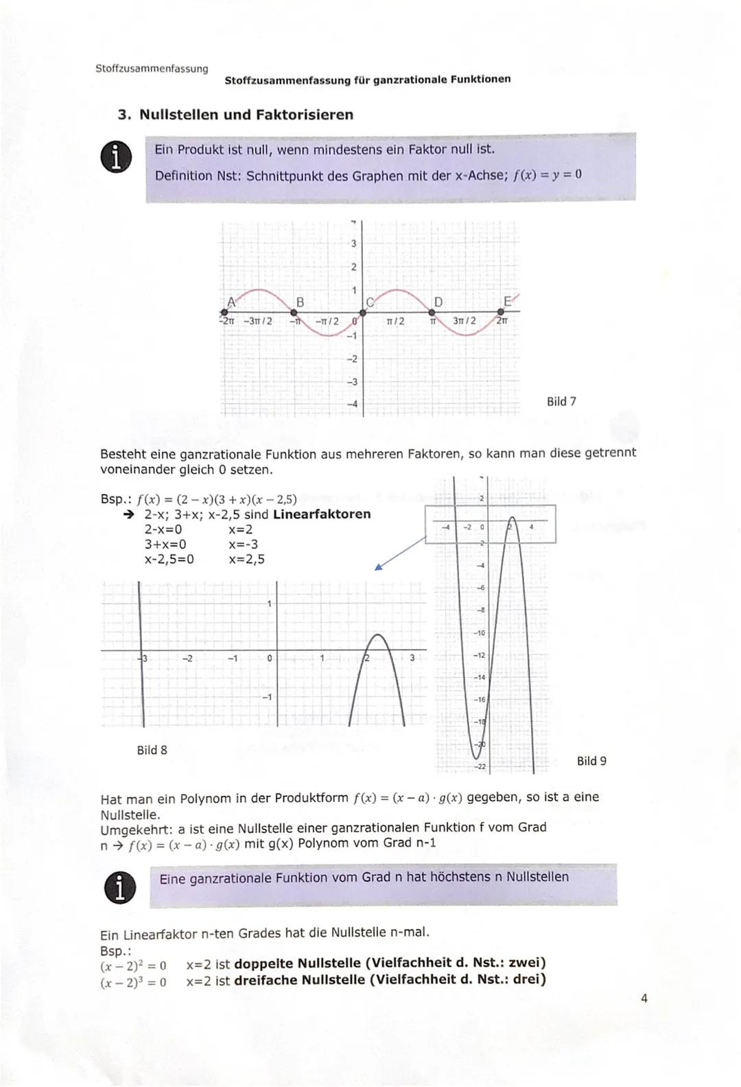 Stoffzusammenfassung
Stoffzusammenfassung für ganzrationale Funktionen

Ganzrationale Funktionen

1. Potenzfunktionen mit natürlichen Expone