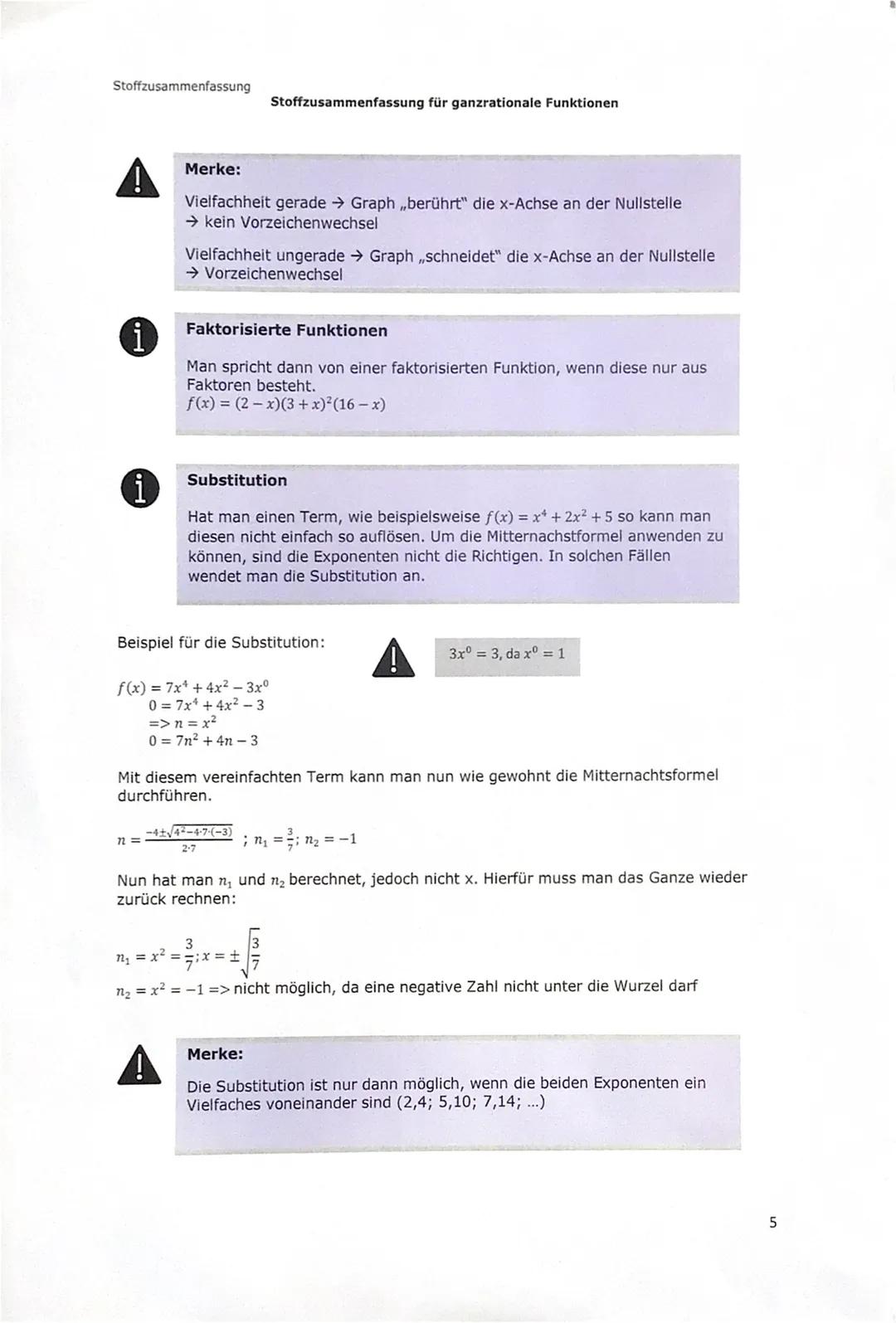 Stoffzusammenfassung
Stoffzusammenfassung für ganzrationale Funktionen

Ganzrationale Funktionen

1. Potenzfunktionen mit natürlichen Expone