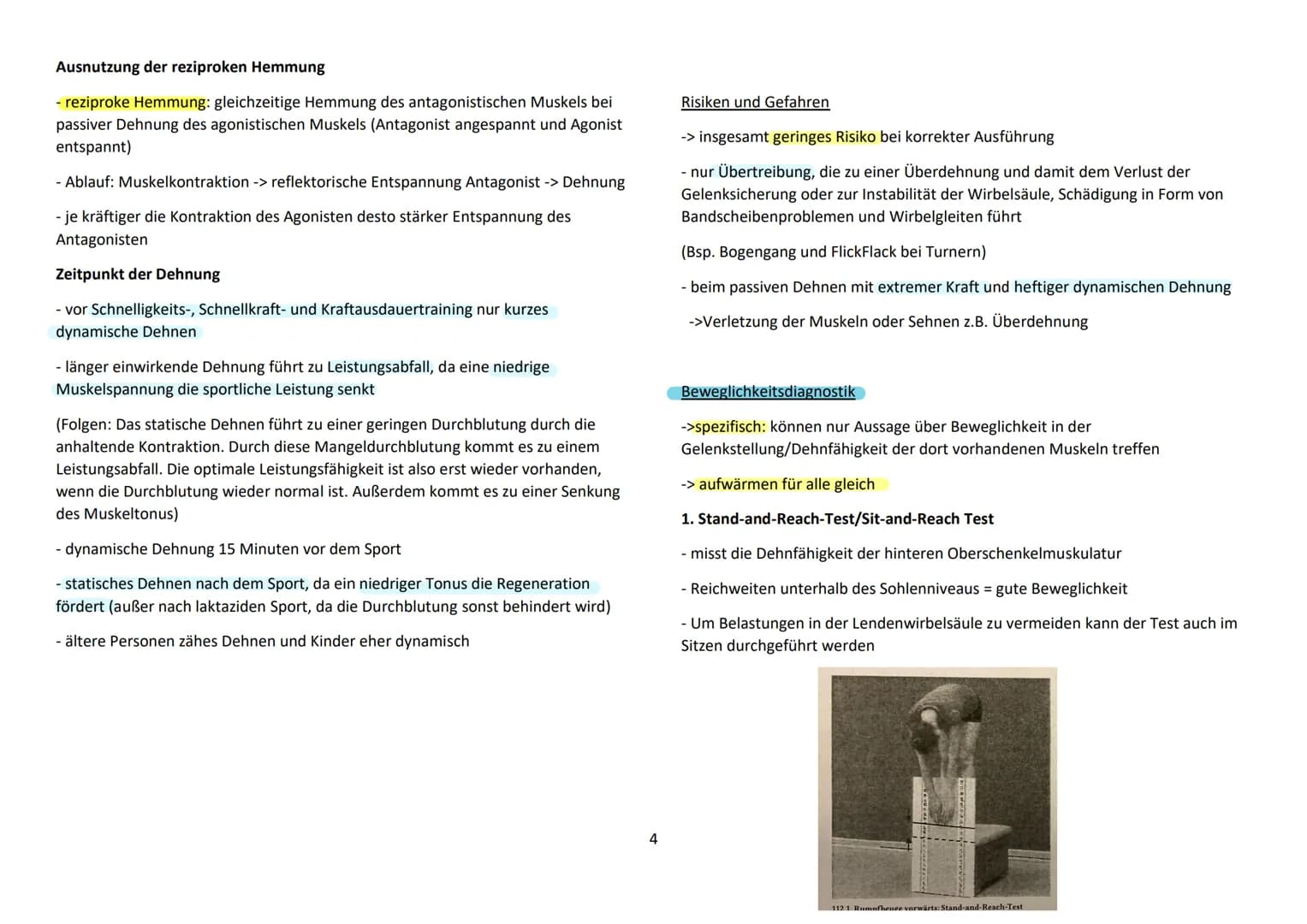 Beweglichkeit und Beweglichkeitstraining
Definition: Beweglichkeit ist die Fähigkeit und Eigenschaft, Bewegungen mit
großer Schwingungsweite