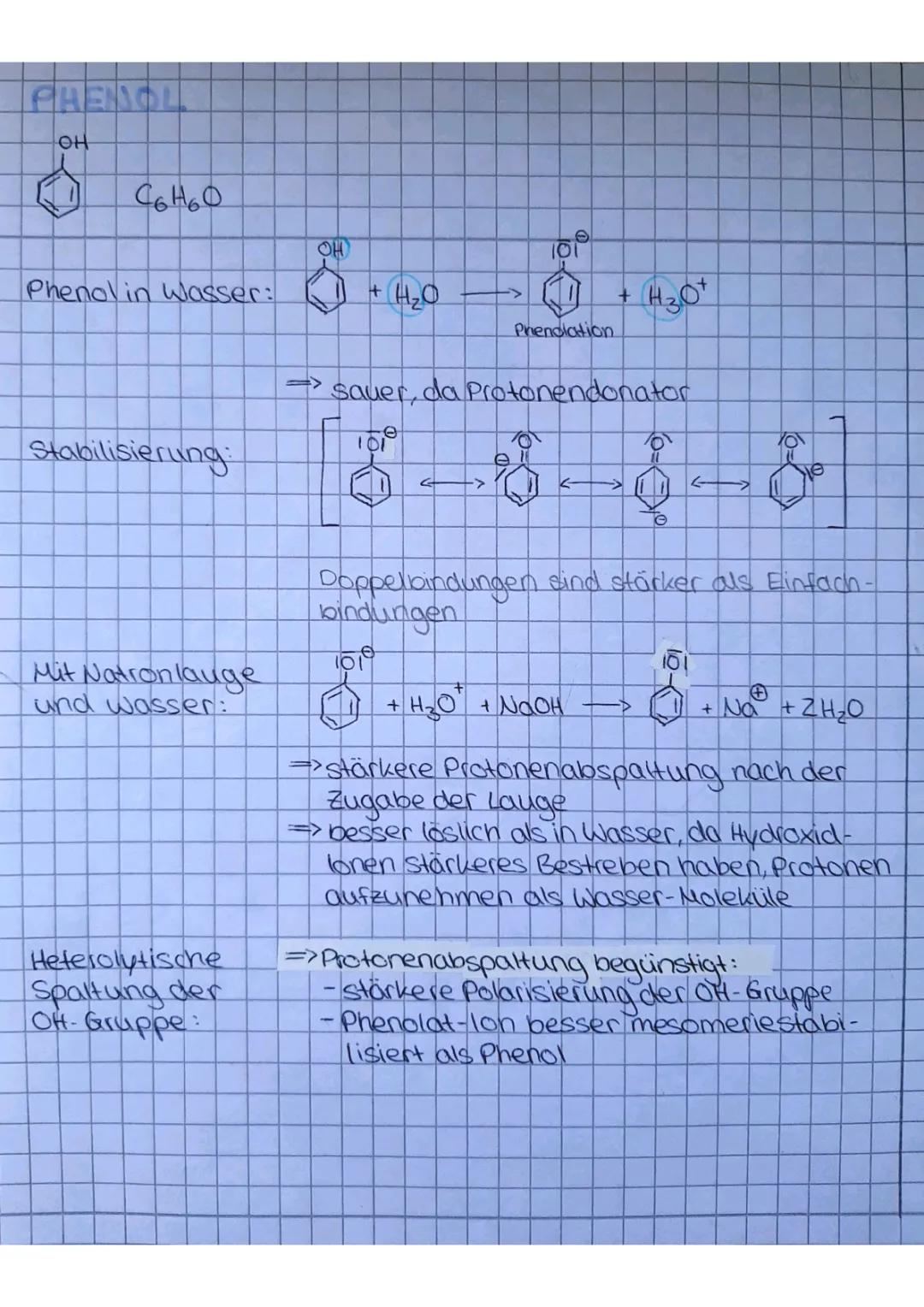 Phenol Verwendung, Eigenschaften und Anilin Mesomerie