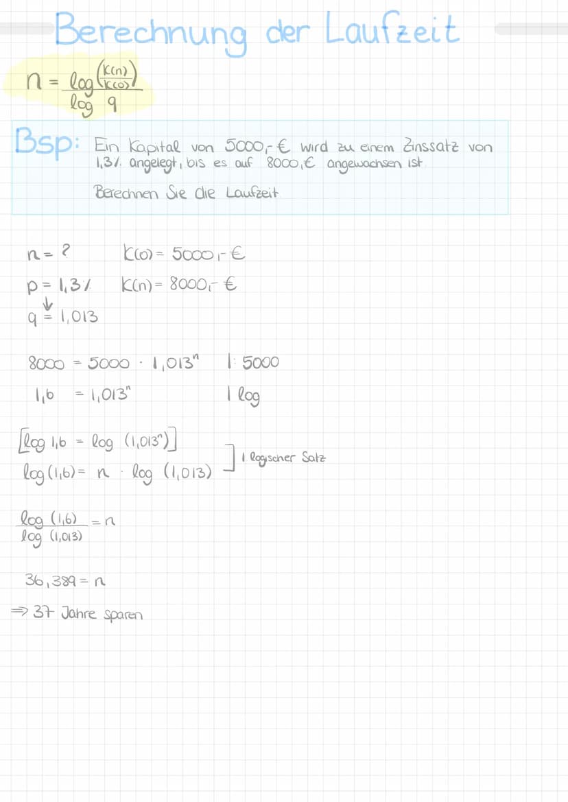 Formelsammlung
Berechnung des End capitals:
K(n) = K (0) q^
Berechnung des Anfangskapitals:
K(0) = K(n)
qn
Berechnung des Zinssatzes:
q= K(n