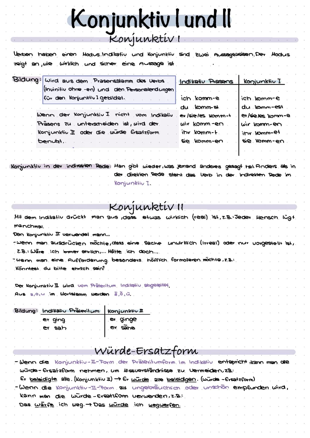 Konjunktiv 1 und 2, würde-Erstatzform