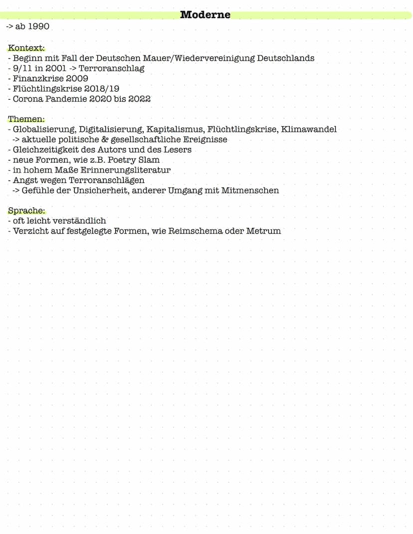 -> 1600 bis 1750
Barock
Historischer Hintergrund:
geprägt vom 30 jährigen Krieg (1618-1648) und Pest
- Hexenverfolgung
Form: Sonett & Ode
Th