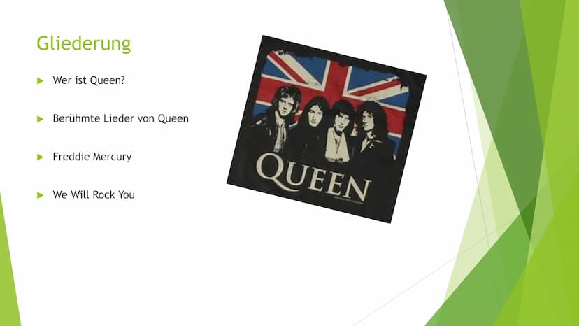 fo
QUEEN
Ashor Gliederung
Wer ist Queen?
Berühmte Lieder von Queen
Freddie Mercury
We Will Rock You
pop
QUEEN  Berühmte Lieder
Bohemian Rhap