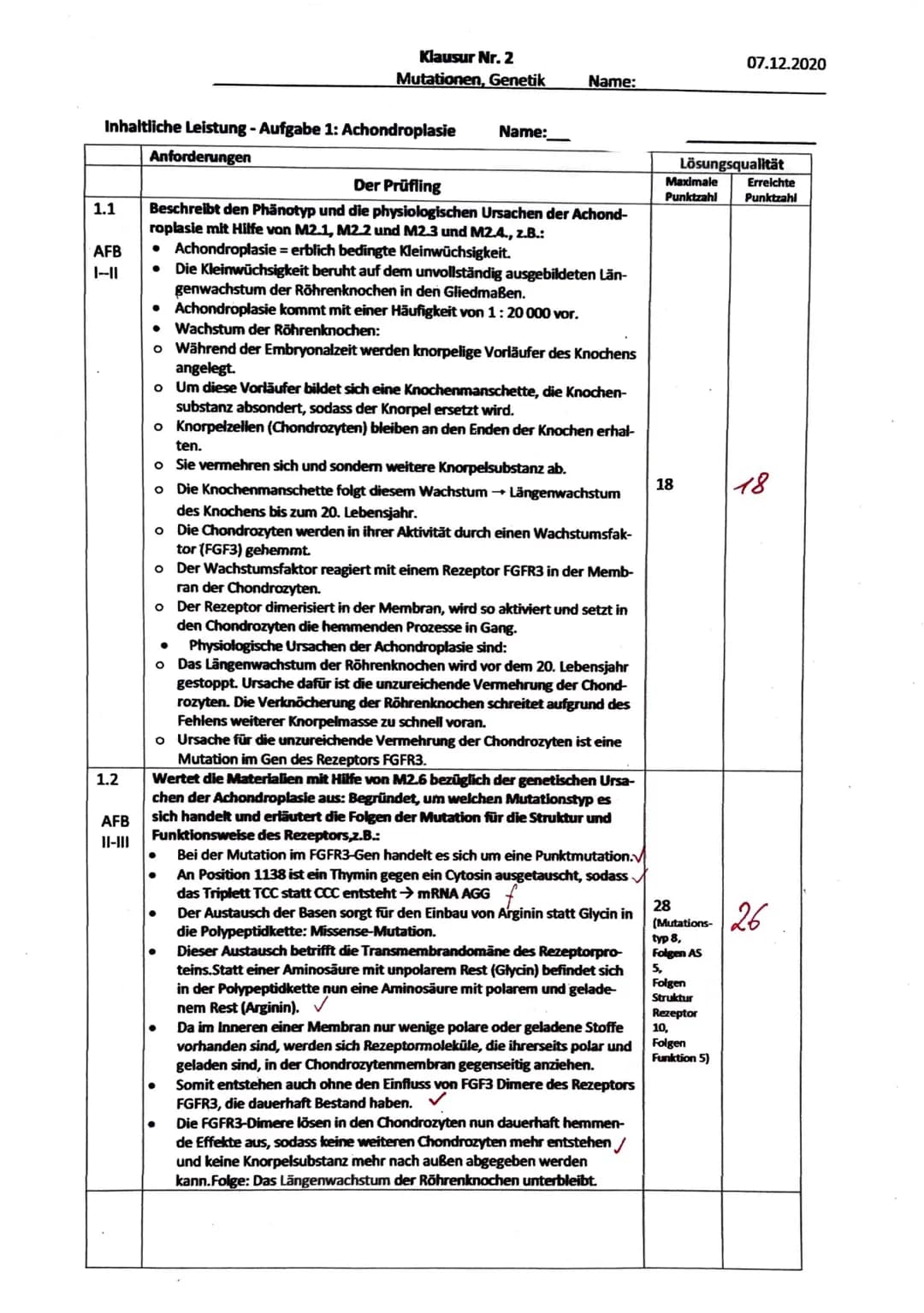 07.12.20
Biologieklausur
Phänotypisch lässt sich die Achondroplasie
durch Kleinwüchsigkeit bemerkbar machen.
Diese Menschen werden 120-135 c