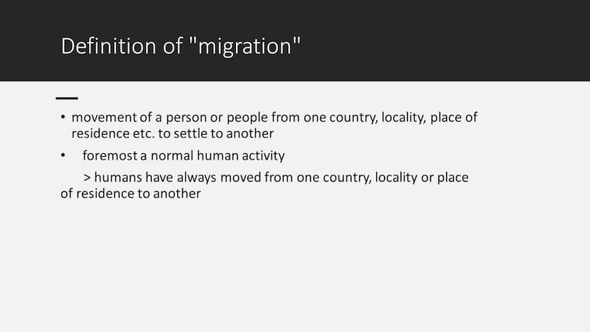 Migration to the US
from Mitra, Lena & Stine Outline
●
• the wall between Mexico and the USA
●
definition of "migration" & the different typ