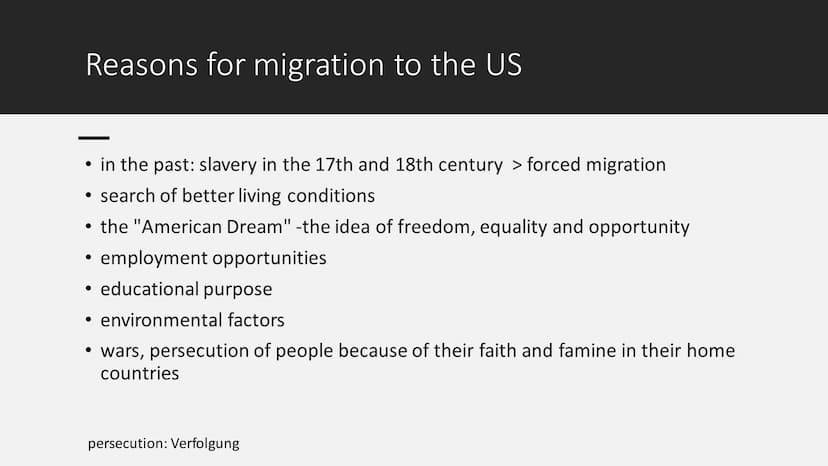 Migration to the US
from Mitra, Lena & Stine Outline
●
• the wall between Mexico and the USA
●
definition of "migration" & the different typ