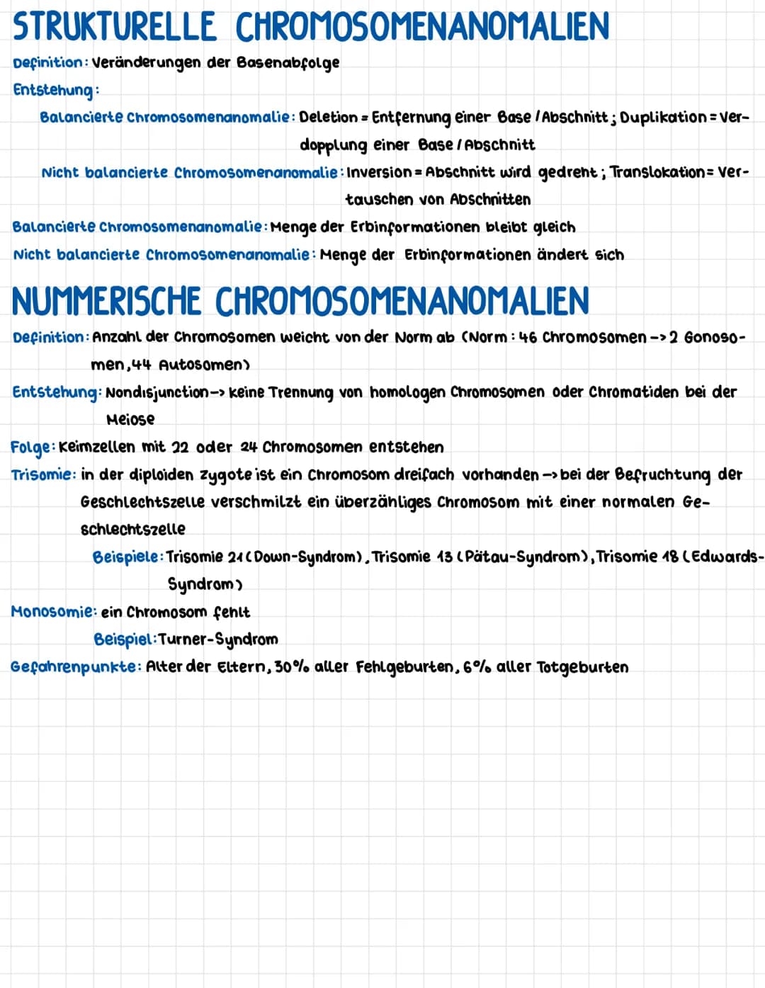 STRUKTURELLE CHROMOSOMENANOMALIEN
Definition: Veränderungen der Basenabfolge
Entstehung:
Balancierte Chromosomenanomalie: Deletion - Entfern