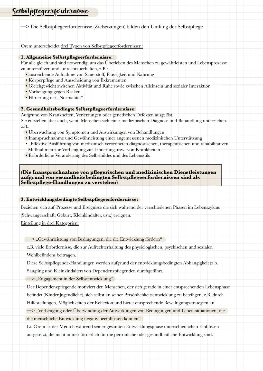 Das Selbstpflegemodell nach Orem
Die Theorie der Selbstpflege
Was ist Selbstpflege?
Die Selbstpflege umfasst alle gezielten und bewussten Ha