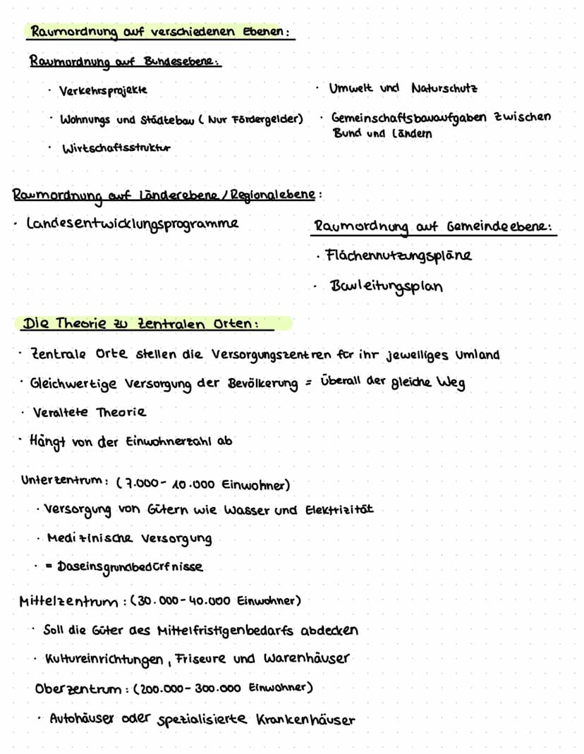 Raumordnung
Was ist Raumordnung 2
→→ Eingriffe in den Natur- und Lebensraum um die Daseinsgrundfunktionen erfüllen zu können
→ Daseinsgrundf