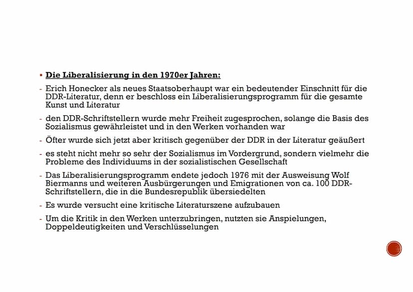 LITERATUR IN DER DDR GLIEDERUNG
1. Deckblatt
2. Gliederung
3. Definition
4. Reglementierung und Zensur
5.
Die vier Phasen der DDR-Literatur
