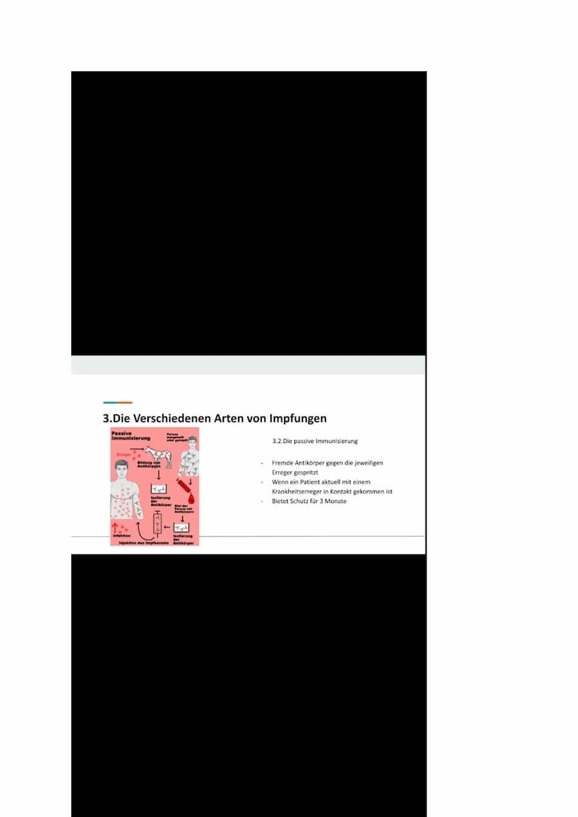 3.Die Verschiedenen Arten von Impfungen
Passive
Immunisierung
Isolierung
Antidreer
Isolierung
Injektion des Impfserums Antikörper
3.2.Die pa