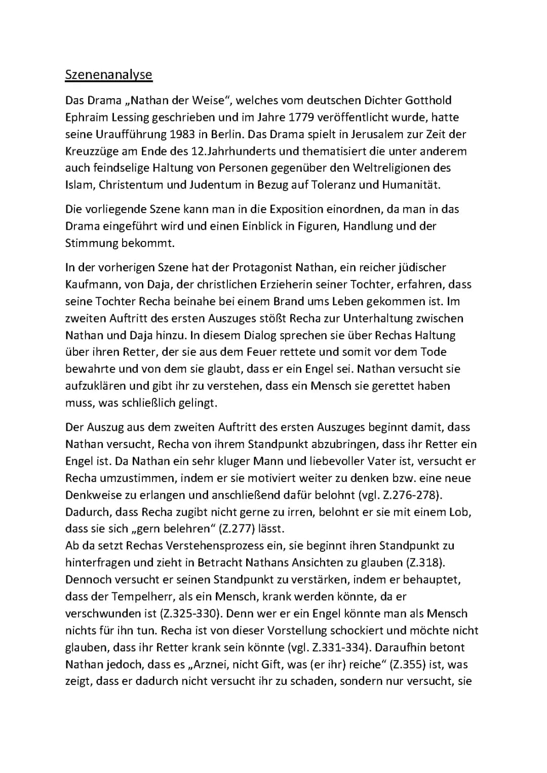 Szenenanalyse Nathan der Weise l,2