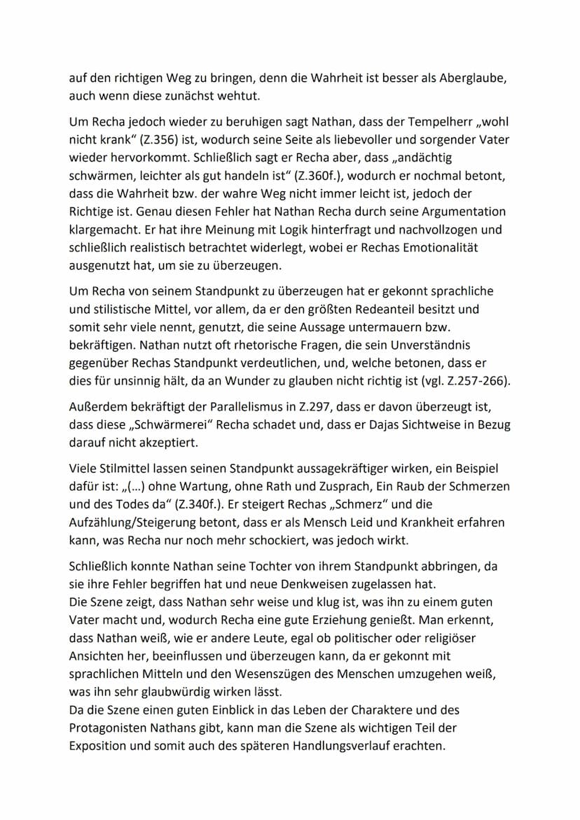 Szenenanalyse
Das Drama,,Nathan der Weise", welches vom deutschen Dichter Gotthold
Ephraim Lessing geschrieben und im Jahre 1779 veröffentli