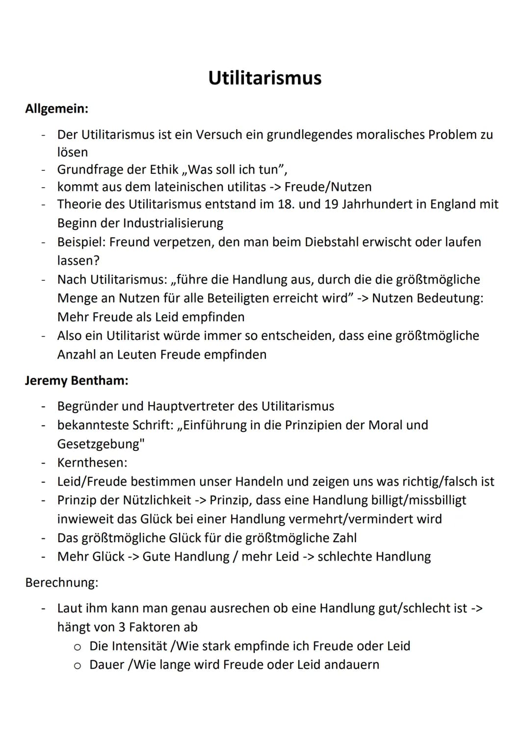 Utilitarismus
Allgemein:
Der Utilitarismus ist ein Versuch ein grundlegendes moralisches Problem zu
lösen
Grundfrage der Ethik ,,Was soll ic