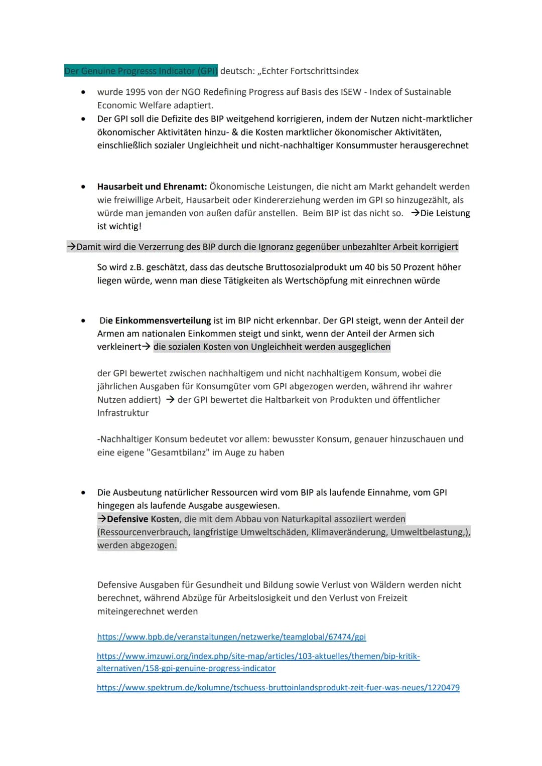 Der Genuine Progresss Indicator (GPI) deutsch: ,,Echter Fortschrittsindex
wurde 1995 von der NGO Redefining Progress auf Basis des ISEW - In