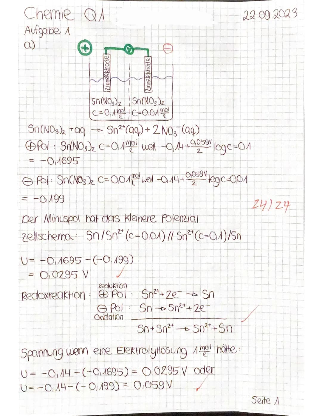 Klausur Nr. 1
22.09.2023
Chemie Q1 GK1
Aufgabe 1:
Früher lag die Hauptverwendung von reinem Zinn (Sn) in der Herstellung von
Geschirr. Das M