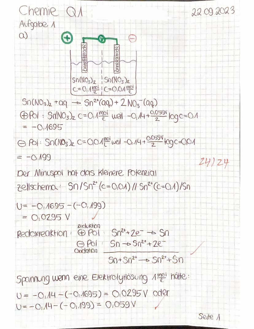 Klausur Nr. 1
22.09.2023
Chemie Q1 GK1
Aufgabe 1:
Früher lag die Hauptverwendung von reinem Zinn (Sn) in der Herstellung von
Geschirr. Das M