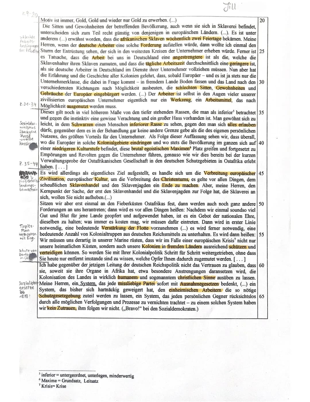 7.1-8
LK Geschichte Q1
Klausur Nr.3
August Bebel: Reichstagsrede zur Kolonialpolitik
in Deutsch-Ostafrika¹ (26. Januar 1889)
Jill
Zum Autor: