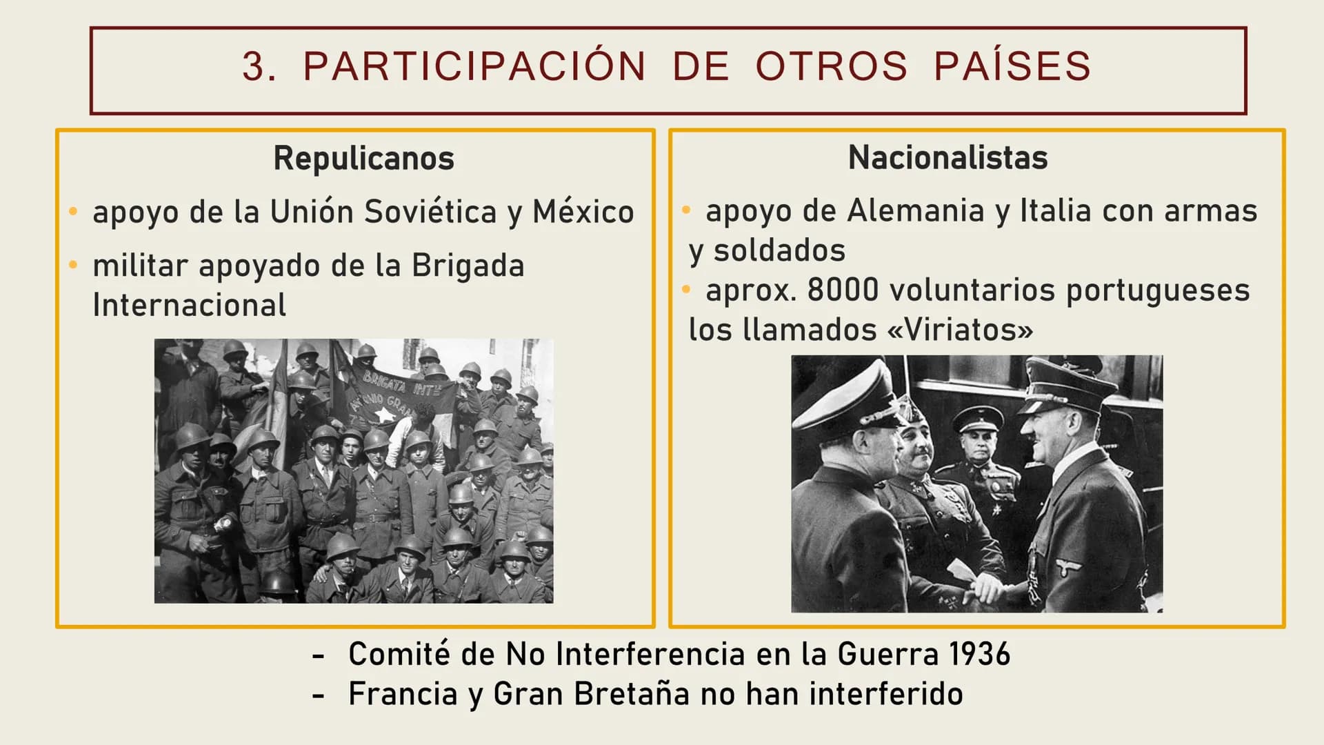 GUERRA CIVIL ESPAÑOLA
1936-1939 CONTENIDO DE
LA
PRESENTACIÓN
1.
2.
3.
4.
5.
6.
¿Qué es la Guerra Civil española?
Republicanos contra Naciona