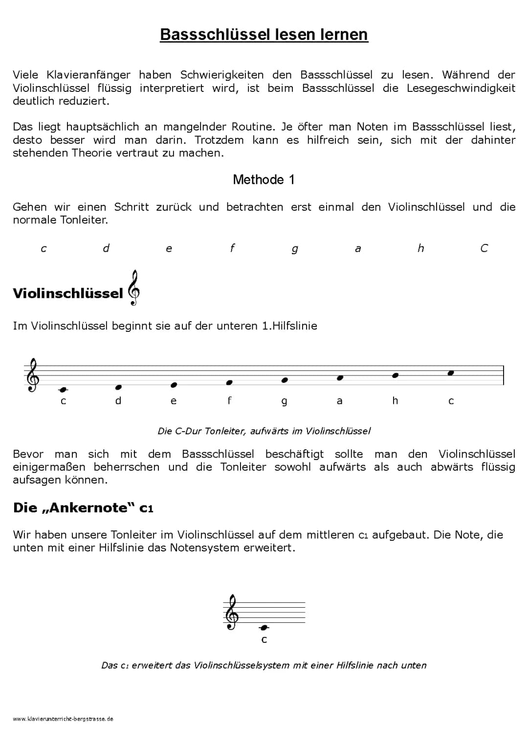 Noten im Bassschlüssel