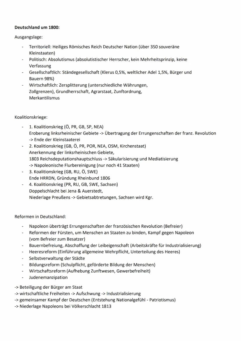 Abiturvorbereitung Geschichte
Gliederung:
Wichtiges
Französische Revolution
Deutschland um 1800
Wiener Kongress
Deutscher Bund
politische St