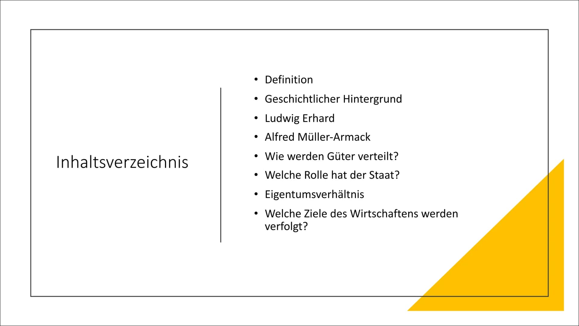 SOZIALE
MARKT
WIRTSCHAFT
Annalena, Hanna, Leon Inhaltsverzeichnis
Definition
Geschichtlicher Hintergrund
Ludwig Erhard
• Alfred Müller-Armac