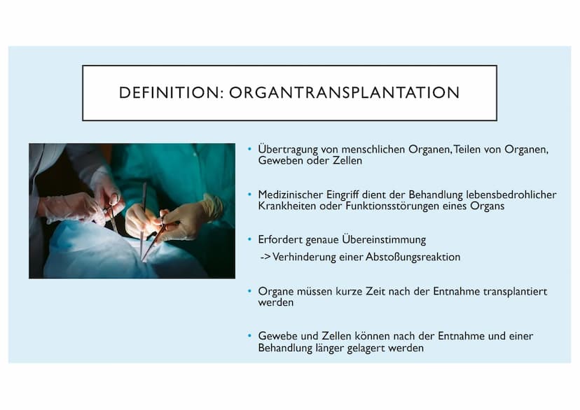 ORGANTRANSPLANTATION
Emilia Glasl Q12 Ist es moralisch vertretbar das Leben eines Menschen durch die
Entnahme eines Organs eines anderen Men