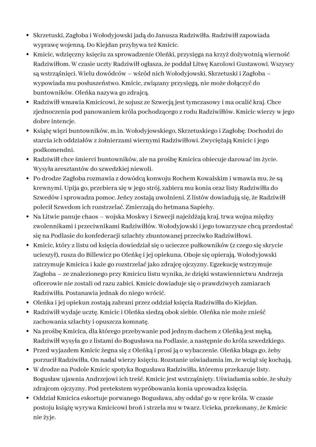 
<p>Testament Herakliusza Billewicza, dziad Aleksandry, mówi o decyzji, że Oleńka ma zostać żoną Andrzeja Kmicica, który dziedziczy majątek,