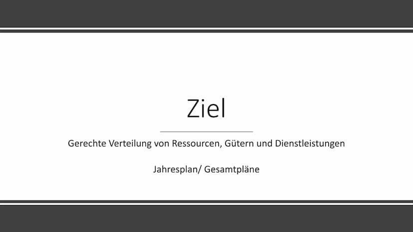 Wirtschaftsformen
1. Zentrale Planwirtschaft
In Planwirtschaft oder auch Zentralverwaltungswirtschaft werden alle ökonomischen Prozesse
zent