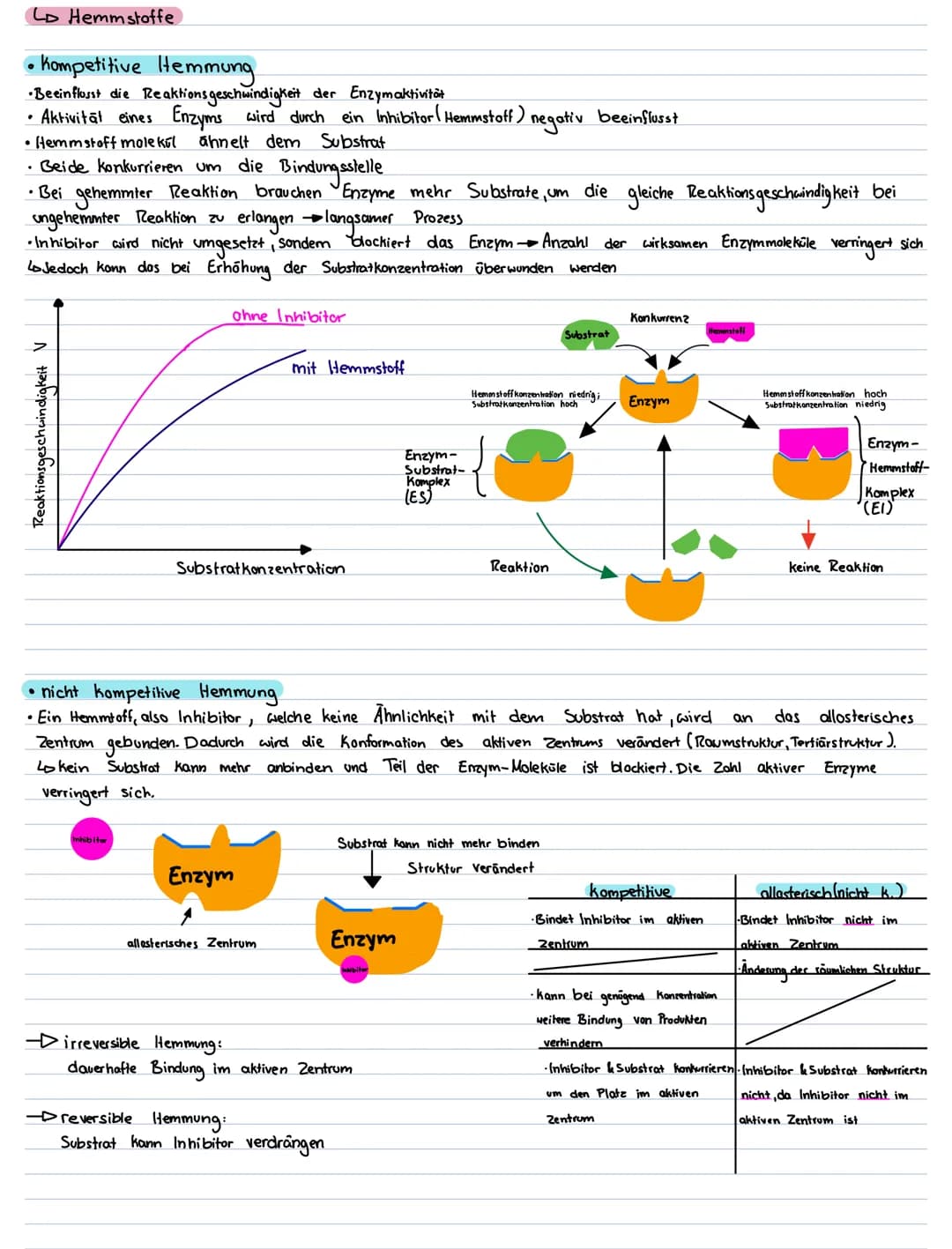 Lernzettel für
Enzymatik
1. Was sind Enzyme ?
→→Biokatalysatoren
die Bio Klausur am
→ Setzen Aktivierungsenergie für biochemische Reaktionen