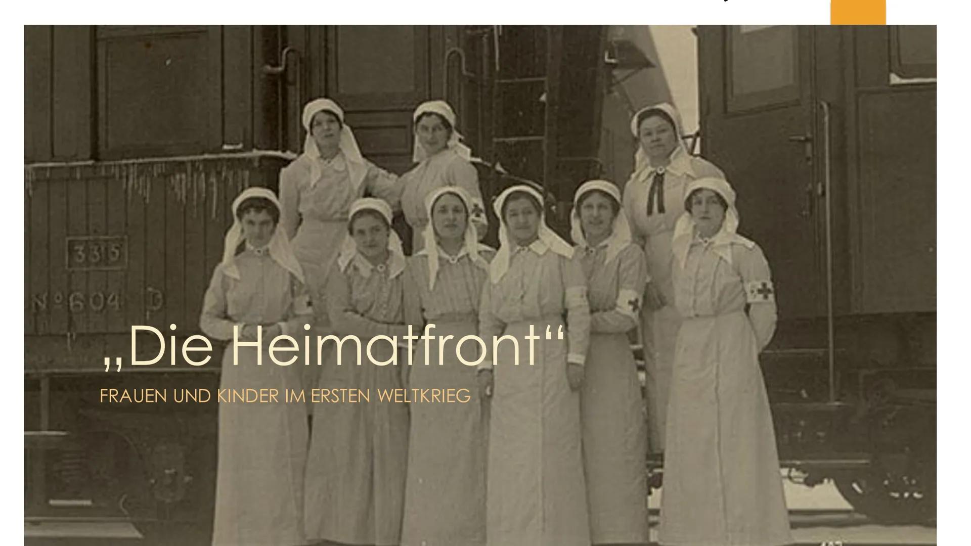 335
N°604 D
p
,,Die Heimatfront"
FRAUEN UND KINDER IM ERSTEN WELTKRIEG Gliederung
1. Probleme
1.1. Lebensmittelversorgung
1.2. Gesundheit
2.
