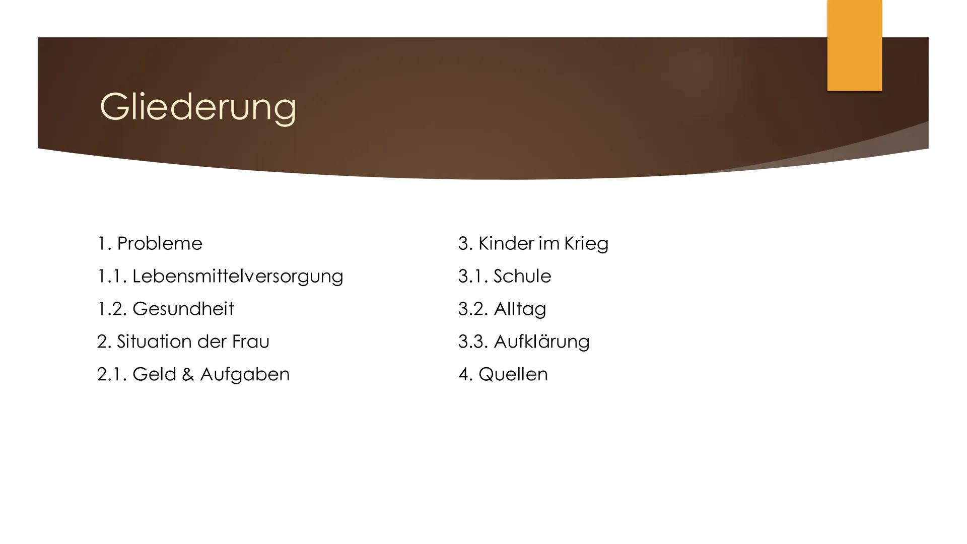 335
N°604 D
p
,,Die Heimatfront"
FRAUEN UND KINDER IM ERSTEN WELTKRIEG Gliederung
1. Probleme
1.1. Lebensmittelversorgung
1.2. Gesundheit
2.