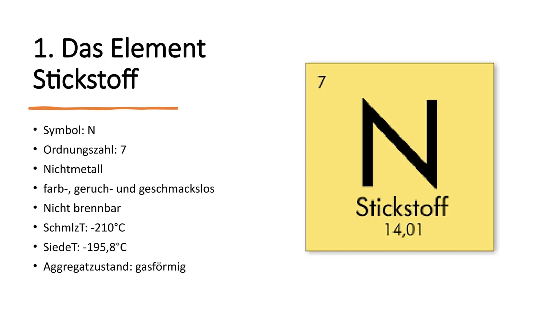 Stickstoffkreislauf Gliederung
1. Das Element Stickstoff
2. Was ist ein Stickstoffkreislauf
3. Stickstoffkreislauf
3.1 Stickstofffixierung
3