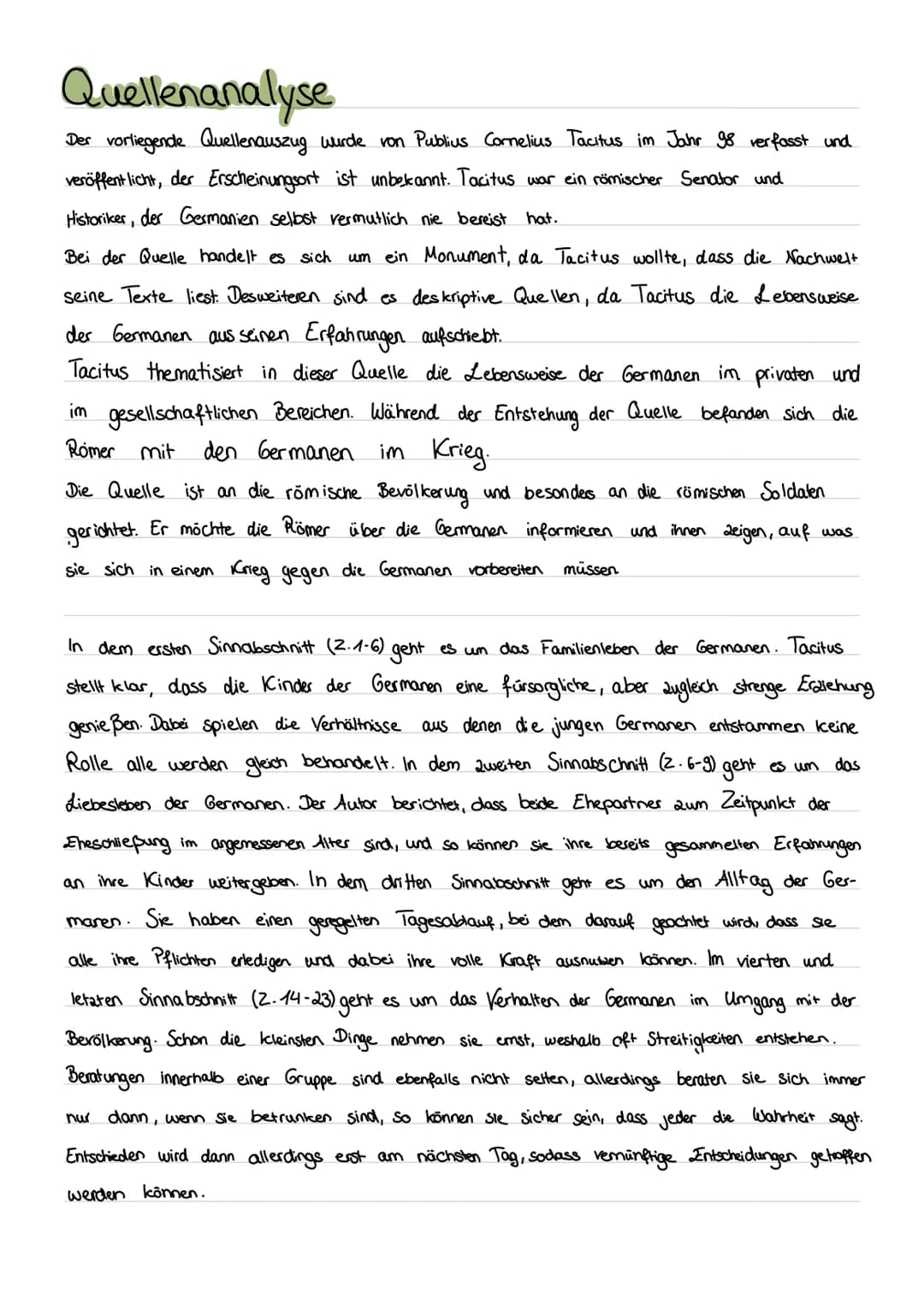 10
15
20
Der folgende Textauszug stammt aus der Abhandlung ,,Germania", die der römische Senator
und Historiker Publius Cornelius Tacitus (c