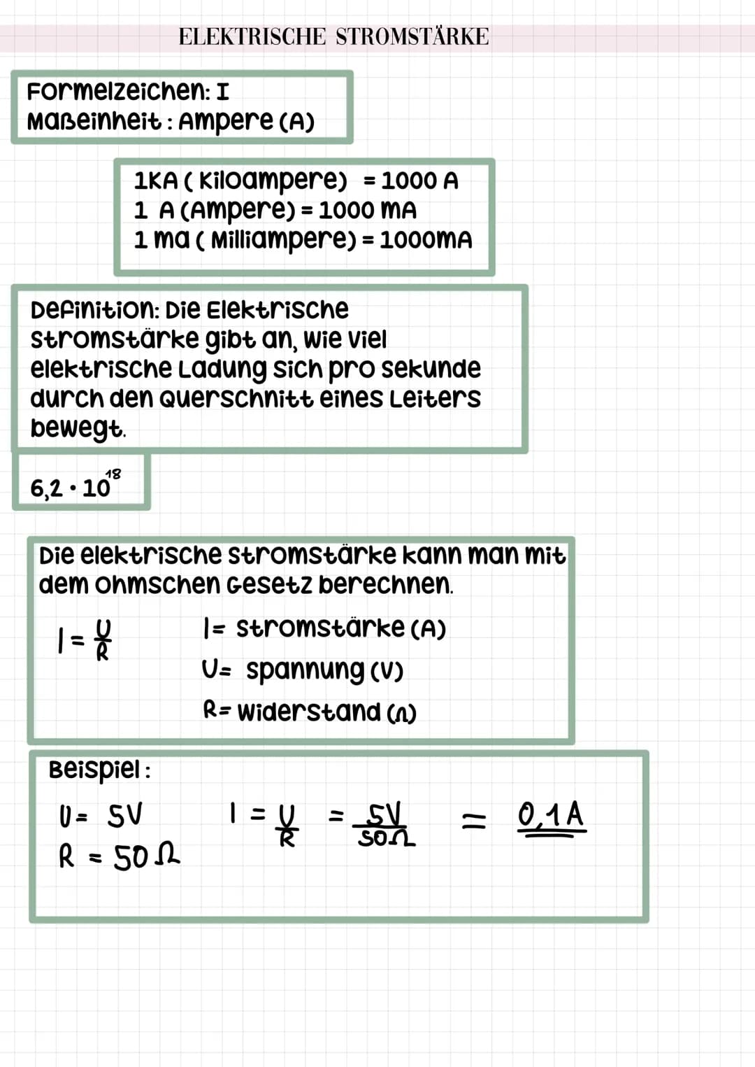 Formelzeichen: I
Maßeinheit: Ampere (A)
ELEKTRISCHE STROMSTÄRKE
18
6,2 10°
1KA (Kiloampere) = 1000 A
1 A (Ampere) = 1000 MA
1 ma (Milliamper