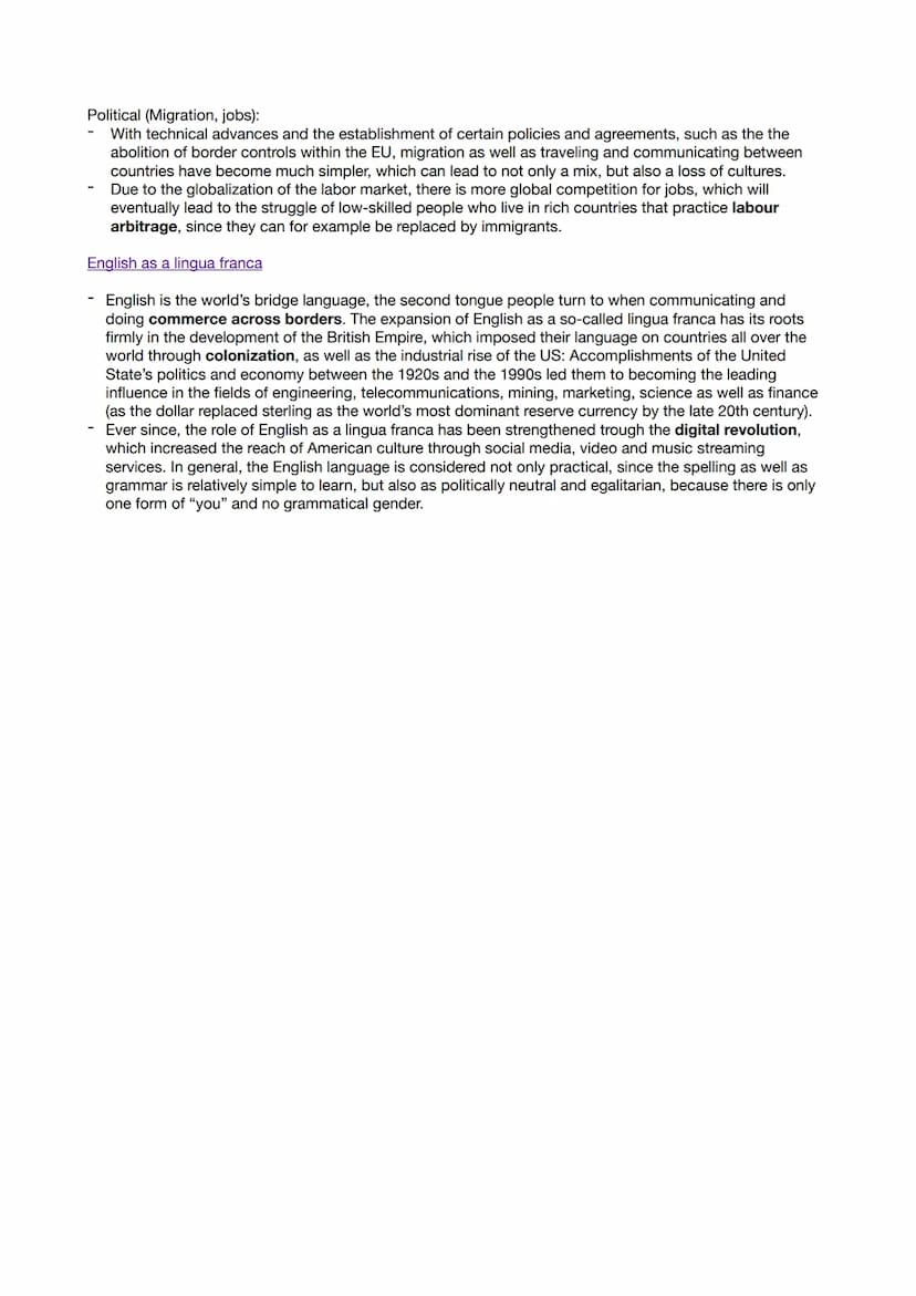1. GLOBALIZATION: Studying and working in a globalized world; English as a lingua franca; global
challenges (economic, ecological and politi