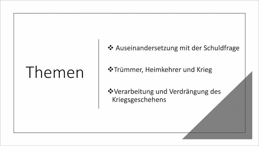 S
Trümmerliteratur
Hannah Schmitt, DEGK02 MAY, 07.12.2021 Gliederung
Hintergrund
Historischer Kontext
Literarisches Leben
Themen u. Motive
S