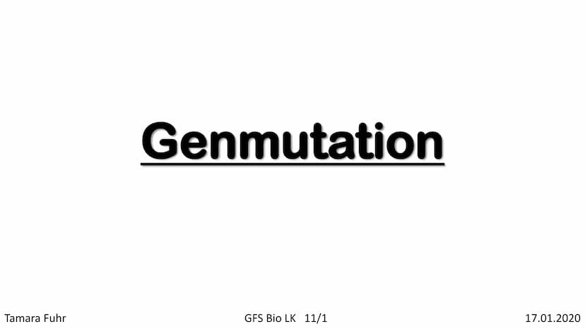Mutant
TOYARK.COM
Entertainment Earth Tamara Fuhr
Genmutation
GFS Bio LK 11/1
17.01.2020 ➤ Definition von Genmutation
Genommutation
Gliederu