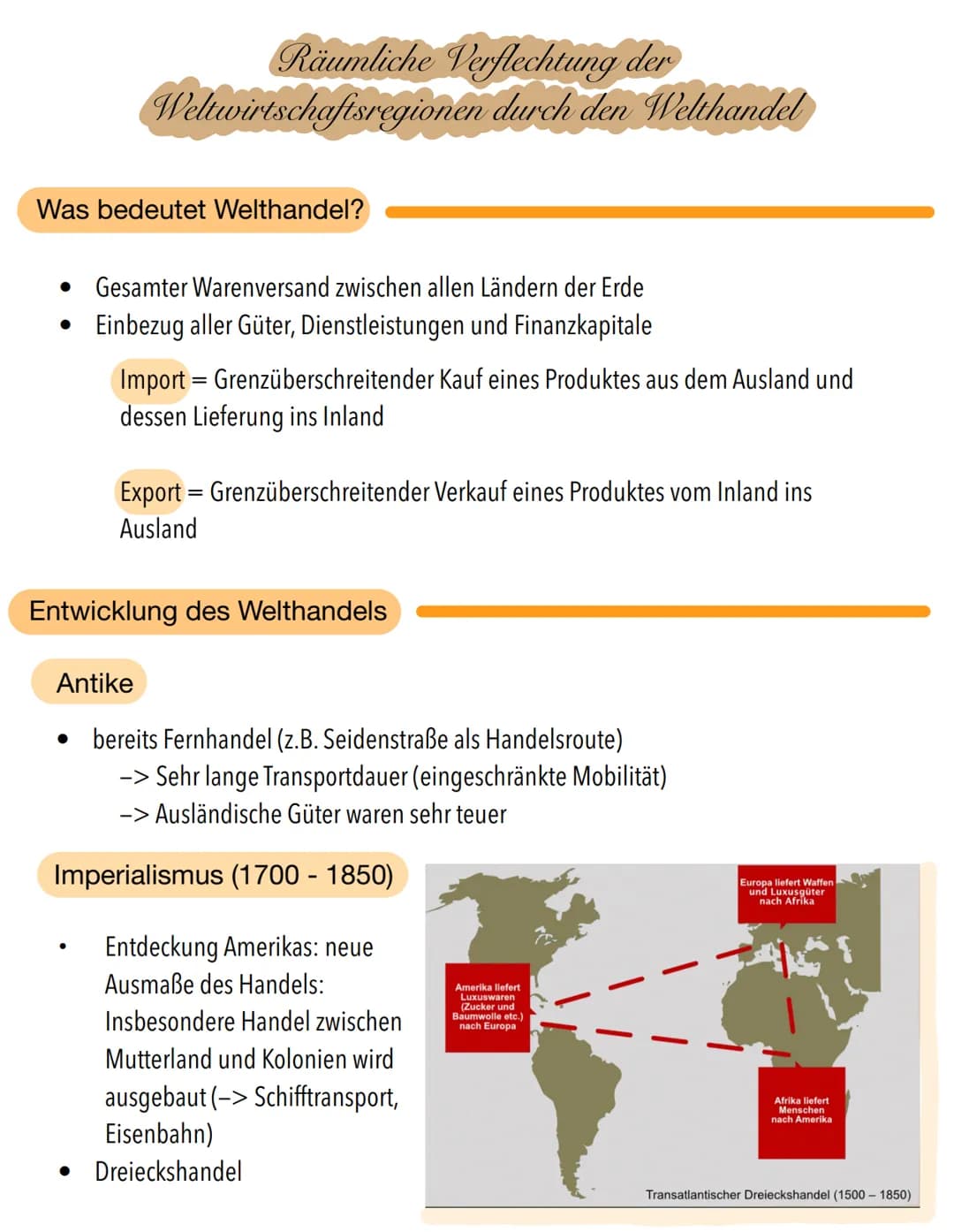 Räumliche Verflechtung der
Weltwirtschaftsregionen durch den Welthandel
Was bedeutet Welthandel?
● Gesamter Warenversand zwischen allen Länd