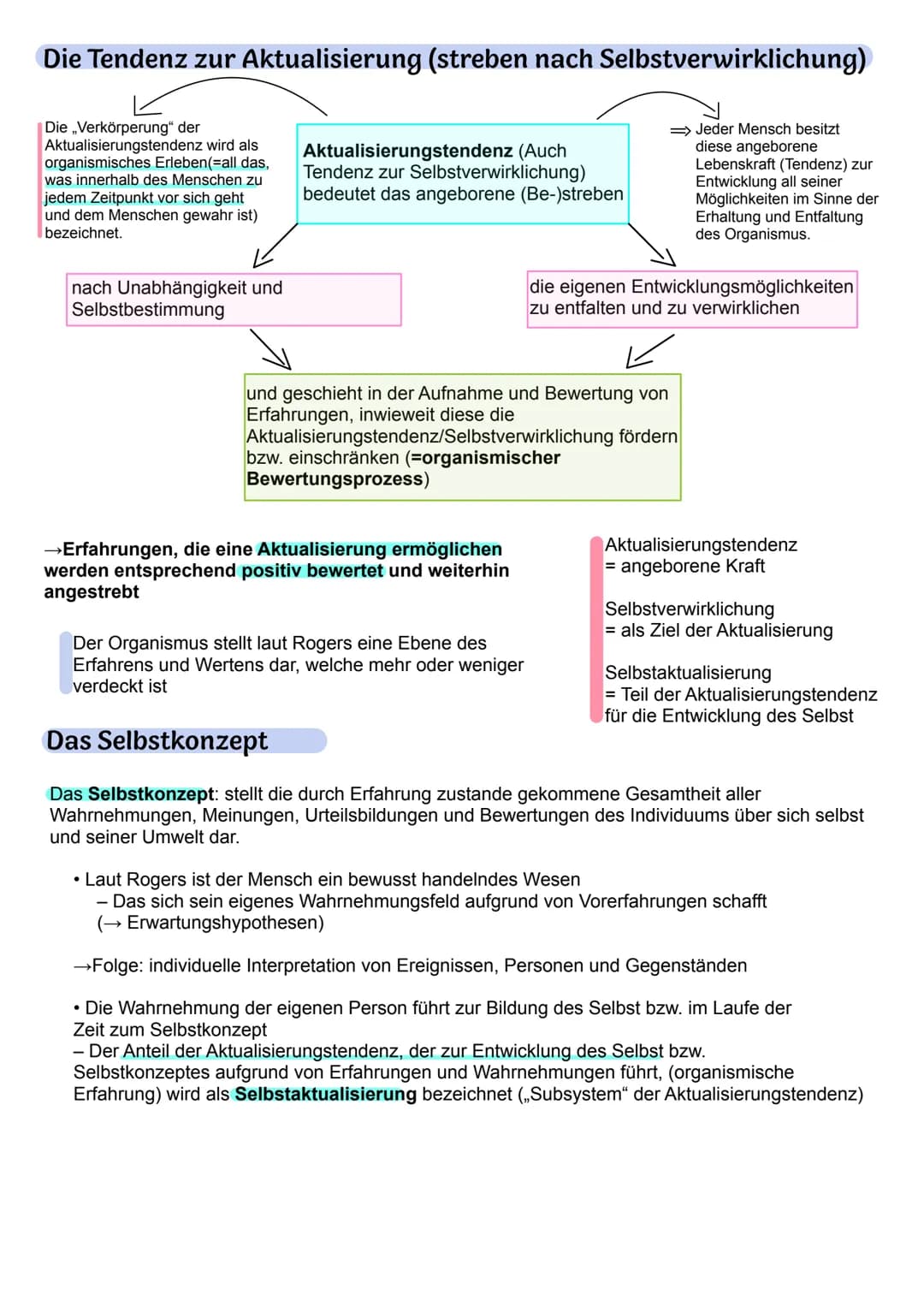 Humanistische Psychologie
Grundlegende Annahmen der Humanistischen Psychologie:
- Jeder Mensch strebt nach Selbstbestimmung und Unabhängigke