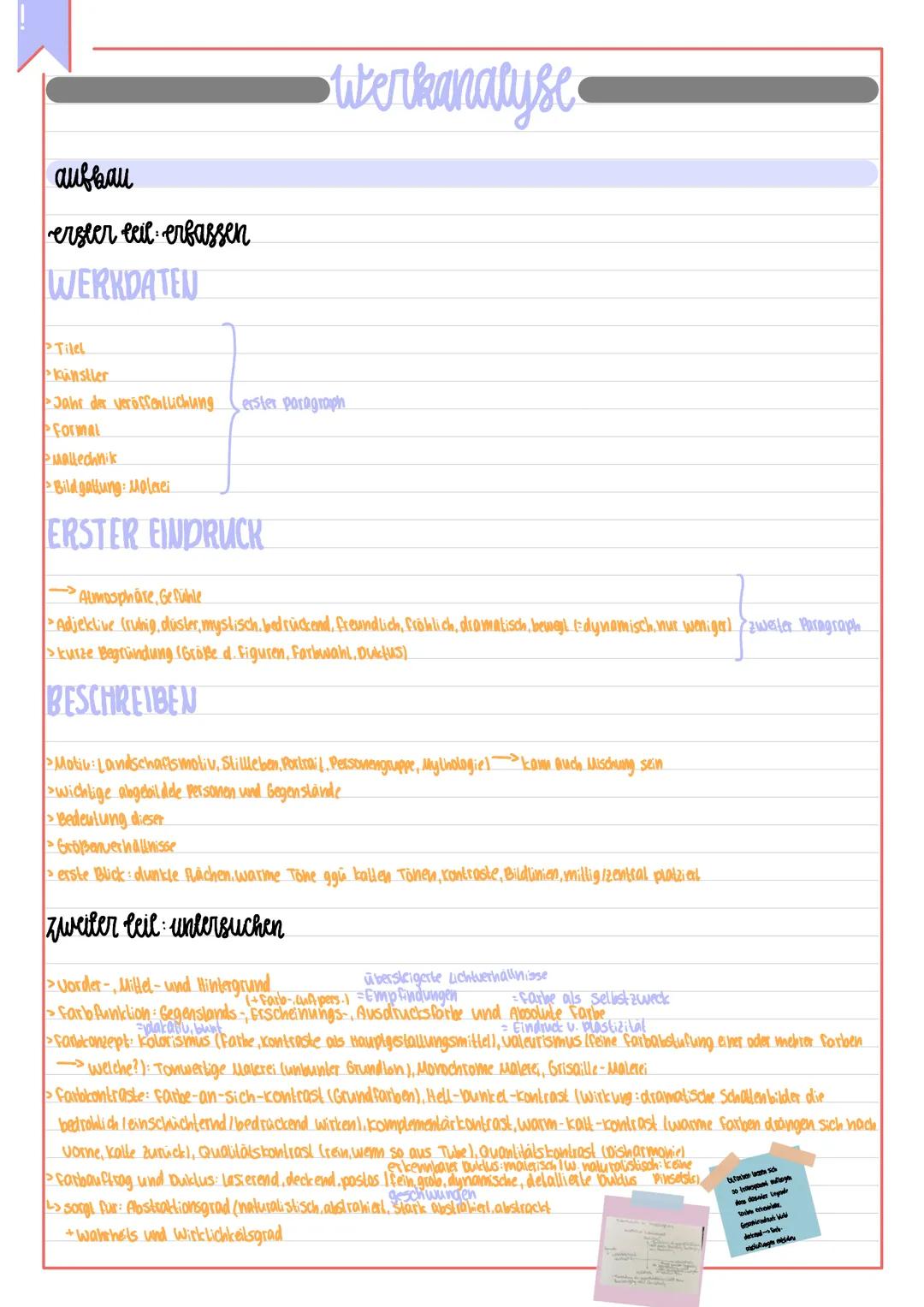# Werkanalyse

aufbau

erseer eeil erfassen

WERKDATEN

*   Tilel
*   Künstler
*   Jahr der veröffentlichung erster paragraph
*   Formal
*  
